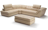 397 Beige Leather Sectional Sofa