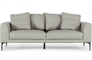 Divani Casa Jacoba Modern Light Grey Leather Sofa