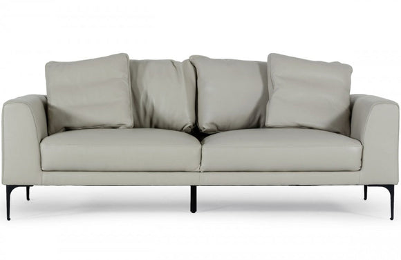 Divani Casa Jacoba Modern Light Grey Leather Sofa