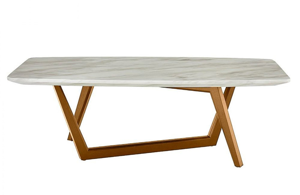 Modrest James Mid Century Walnut + Ceramic Coffee Table