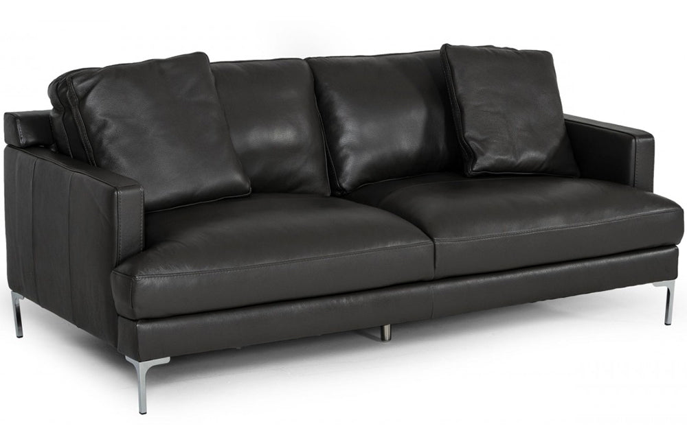 Divani Casa Janina Modern Dark Grey Leather Sofa