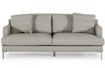 Divani Casa Janina Modern Light Grey Leather Sofa