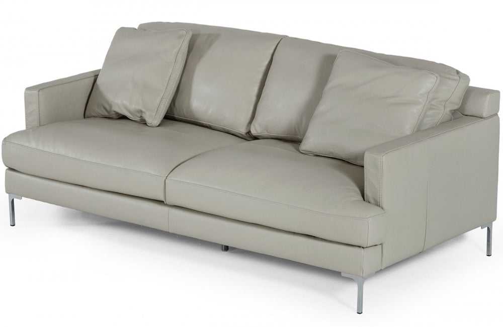 Divani Casa Janina Modern Light Grey Leather Sofa
