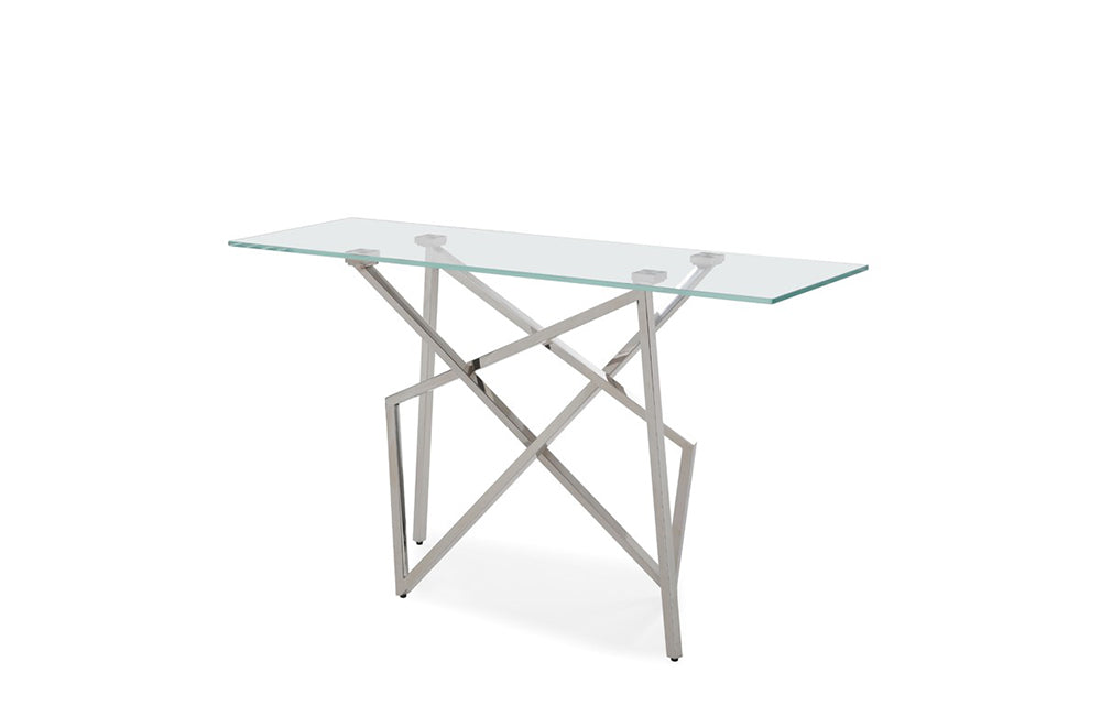 Modrest Hawkins Modern Glass & Stainless Steel Console Table | VIG ...