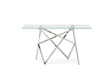 Modrest Hawkins Modern Glass & Stainless Steel Console Table