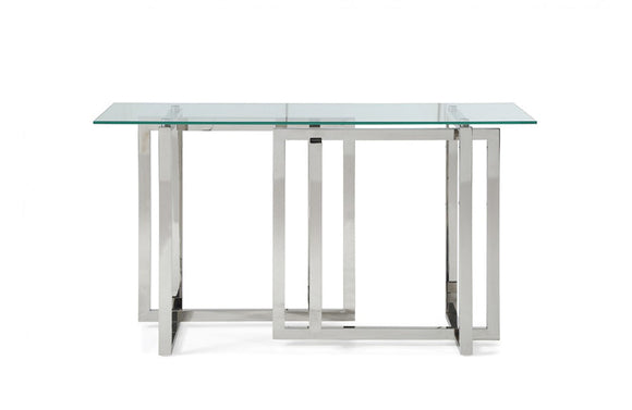 Modrest Valiant Modern Glass & Stainless Steel Console Table