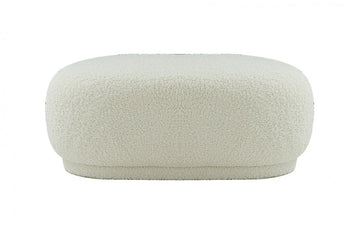 Divani Casa Kael Contemporary White Sherpa Ottoman