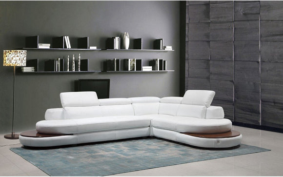 Divani Casa Killian Modern White Italian Leather Sectional Sofa