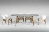 Asher Modern Smoked Glass & Walnut Dining Table