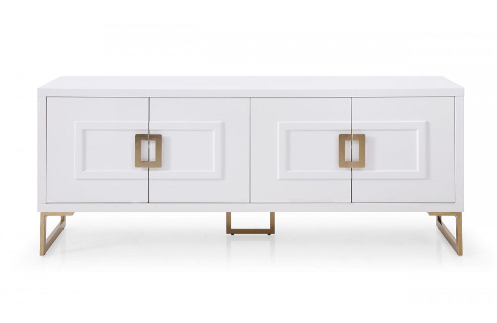 Modrest Leah Contemporary White High Gloss & Champagne Gold Buffet