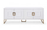 Modrest Leah Contemporary White High Gloss & Champagne Gold Buffet