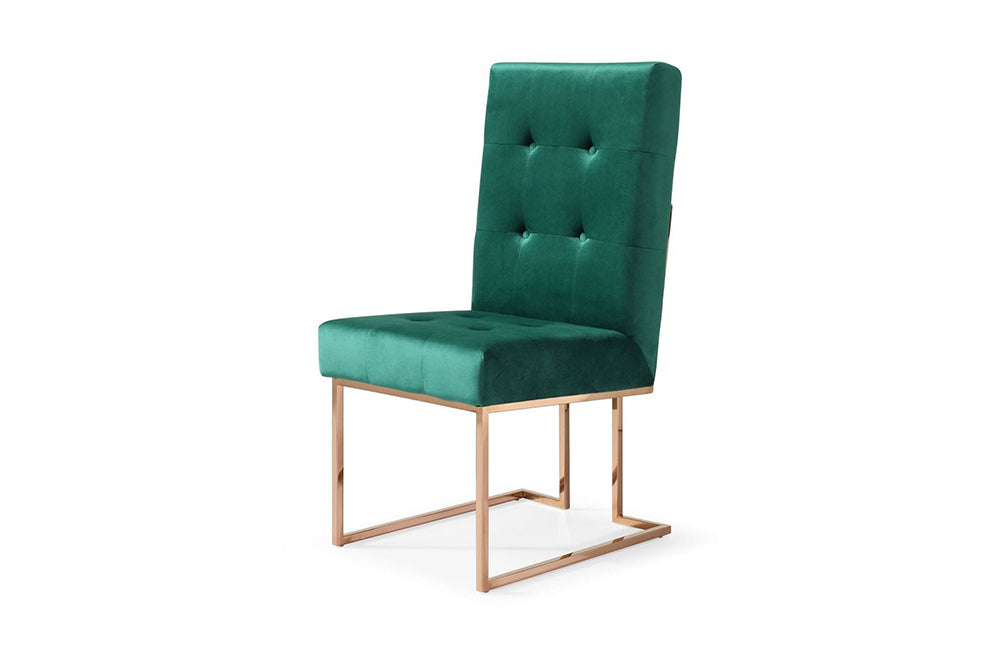 Modrest Legend Modern Green Velvet & Rosegold Dining Chair (Set of 2)