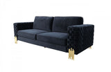 Divani Casa Lori Modern Velvet Glam Black & Gold Sofa