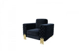 Divani Casa Lori Modern Velvet Glam Black & Gold Chair