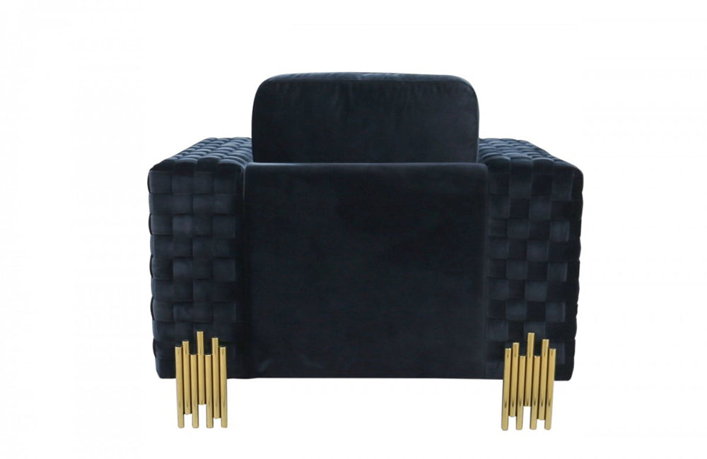 Divani Casa Lori Modern Velvet Glam Black & Gold Chair