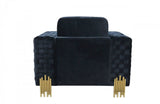 Divani Casa Lori Modern Velvet Glam Black & Gold Chair