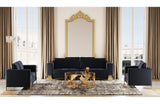 Divani Casa Lori Modern Velvet Glam Black & Gold Sofa Set