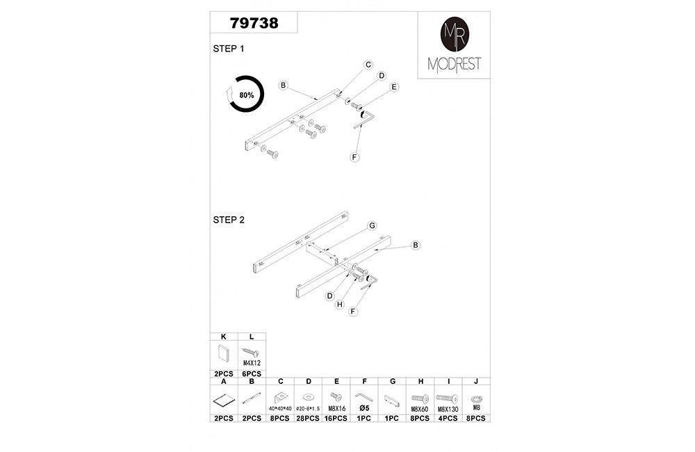 Modrest Auer White Marble & Gold Dining Table