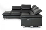 Divani Casa Maine Modern Dark Grey Eco-Leather Sectional Sofa with Recliner