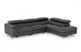 Divani Casa Maine Modern Dark Grey Eco-Leather Sectional Sofa with Recliner