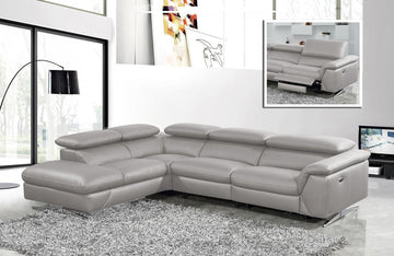 Divani Casa Maine Modern Medium Grey Eco-Leather Sectional Sofa with Recliner