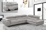 Divani Casa Maine Modern Medium Grey Eco-Leather Sectional Sofa with Recliner