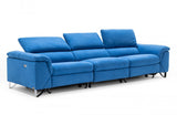 Divani Casa Maine Modern Blue Fabric Sofa w/ Electric Recliners