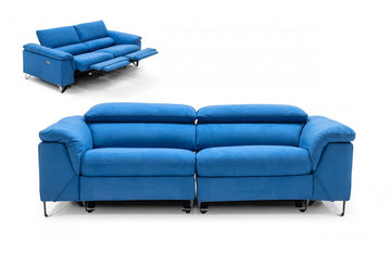 Divani Casa Maine Modern Royal Blue Fabric Sofa w/ Electric Recliners