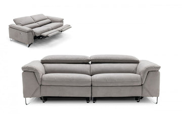 Divani Casa Maine Modern Light Grey Fabric Sofa w/ Electric Recliners