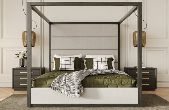 Modrest Manhattan Contemporary Canopy Grey Bed