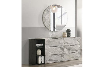 Nova Domus Maranello Modern Grey Faux Marble Mirror