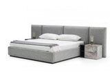Nova Domus Maranello Modern Grey Fabric Bed w/ Two Nightstands