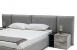 Nova Domus Maranello Modern Grey Fabric Bed w/ Two Nightstands
