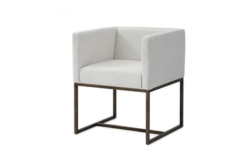 Modrest Marty Modern Off-White & Copper Antique Brass Dining Chair