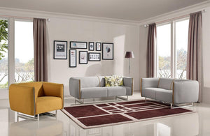 Travis Modern Grey & Yellow Fabric Sofa Set