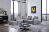 Divani Casa Chapel Modern Light Grey Fabric Sectional Sofa + Ottoman