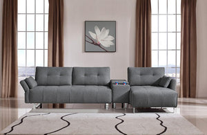 Luna Modern Grey Fabric Sectional Sofa