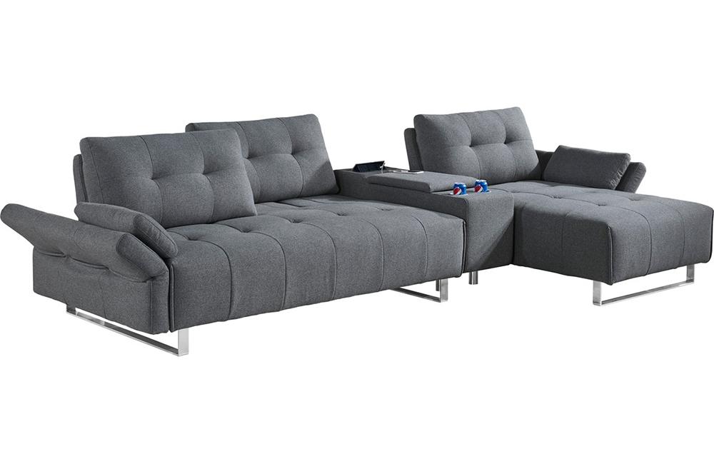 Luna Modern Grey Fabric Sectional Sofa