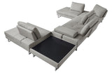 Fiona Modern Grey Fabric Sectional Sofa & Coffee Table Set