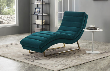 Divani Casa Auburn Modern Green Velvet Lounge Chaise