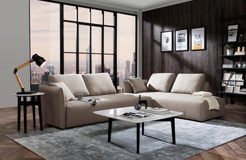 Divani Casa Polson Modern Light Grey Fabric Modular  Sectional Sofa Bed