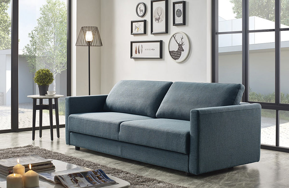 Divani Casa Fredonia Modern Blue-Green Fabric Sofa Bed w/ Storage