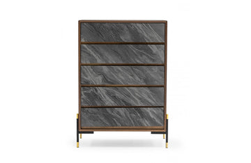 Nova Domus Metcalf Mid-Century Walnut & Grey Chest