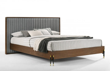 Nova Domus Metcalf Mid-Century Walnut & Grey Bed