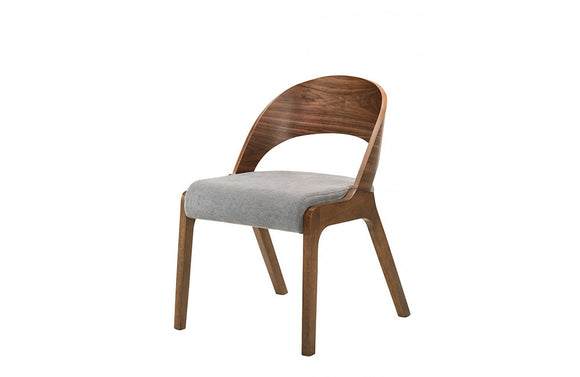 Modrest Runyon Modern Walnut & Grey Fabric Dining Chair (Set of 2)