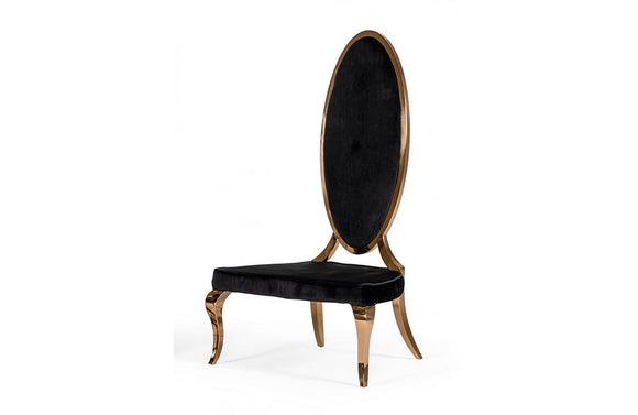 Modrest Mills Modern Black Velvet Rosegold Dining Chair Set of 2