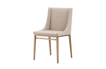 Modrest Mimi Contemporary Beige + Brass Dining Chair (Set of 2)