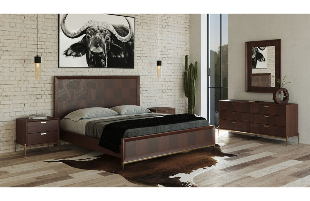 Modrest Shane Modern Acacia & Brass Bed