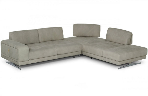 Coronelli Collezioni Mood Contemporary Grey Cloud Leather Sectional Sofa