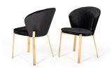 Modrest Nadia Modern Black Velvet & Rosegold Dining Chair (Set of 2)